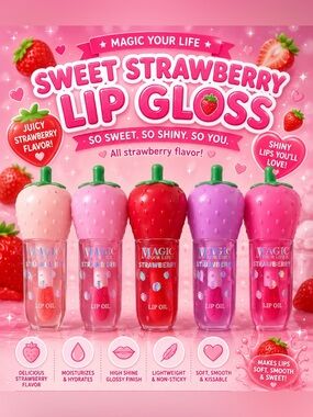 Sweet Strawberry Lip Gloss - Strawberry Flavored Lip Oil